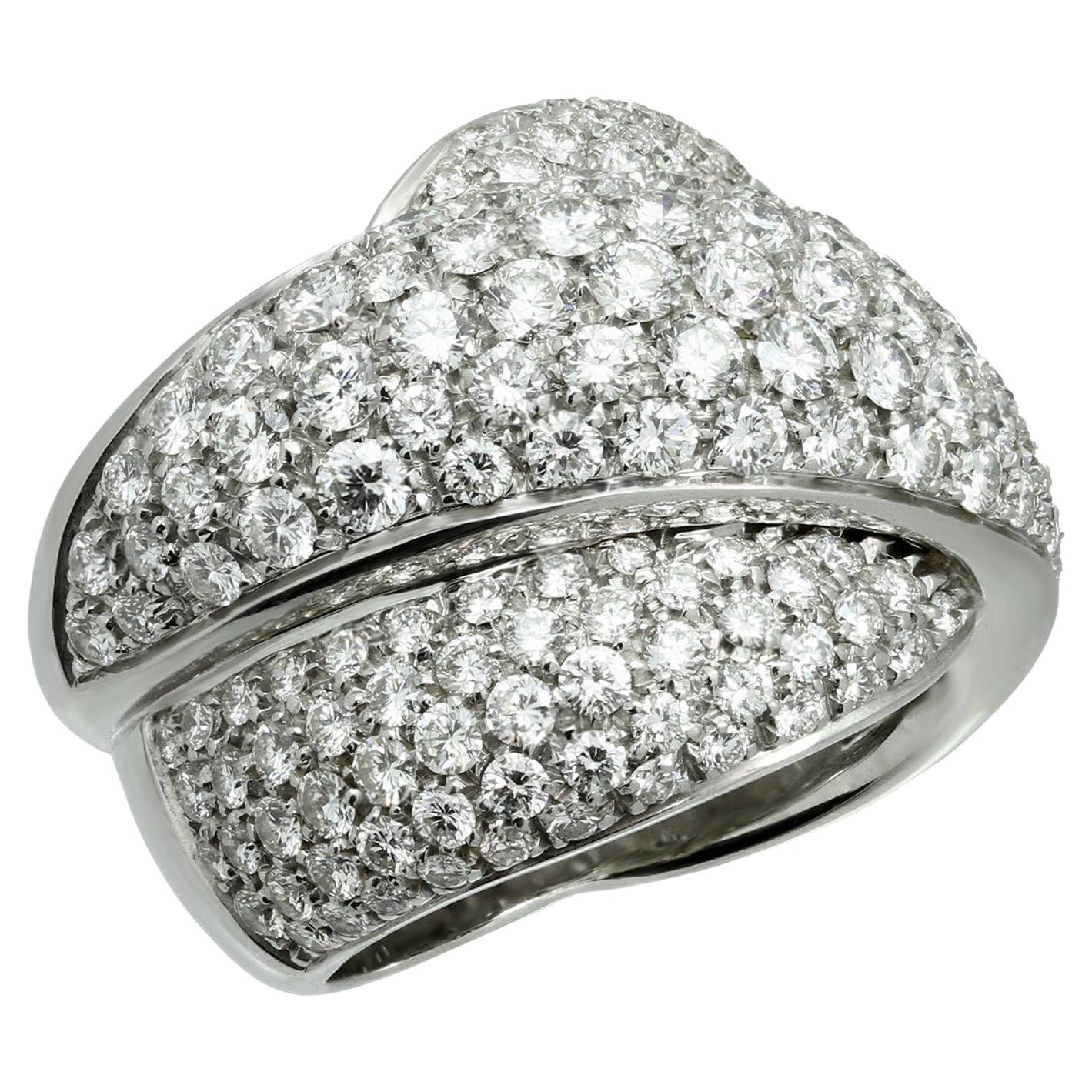 Damiani Gomitolo 4ct Brilliant Cut Diamond Ring 18k White Gold VVS2-VS1 Clarity