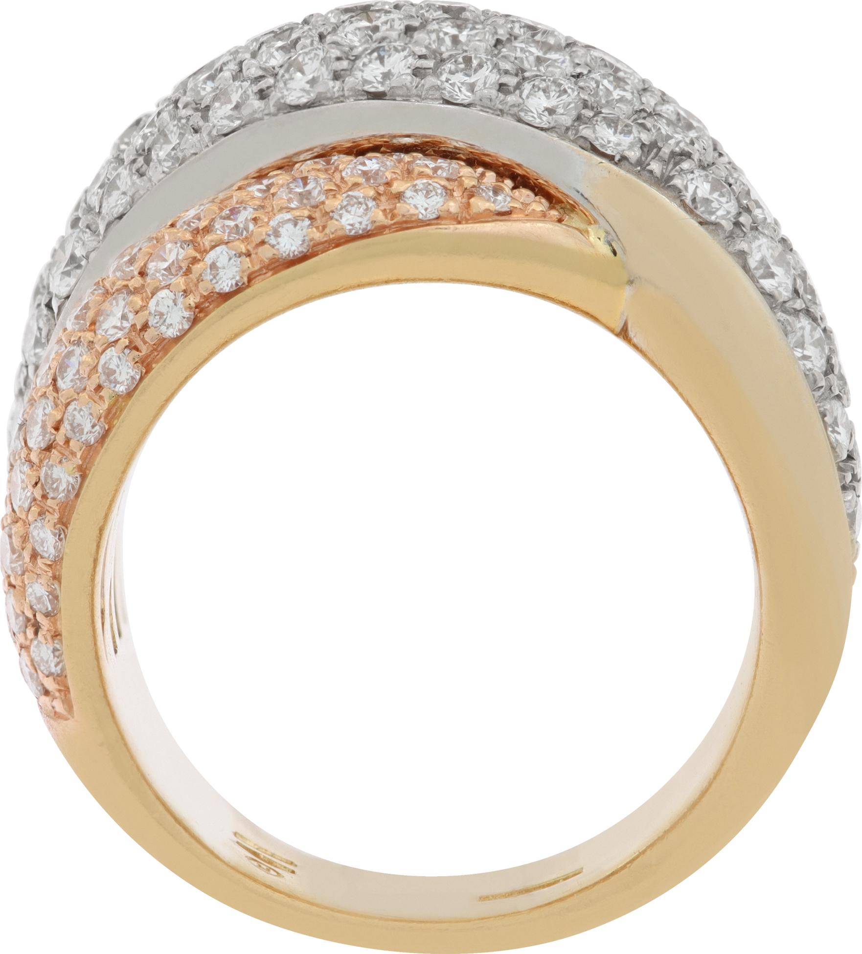 Women's Damiani Gomitolo diamond ring in 18k white yellow and rose gold For Sale