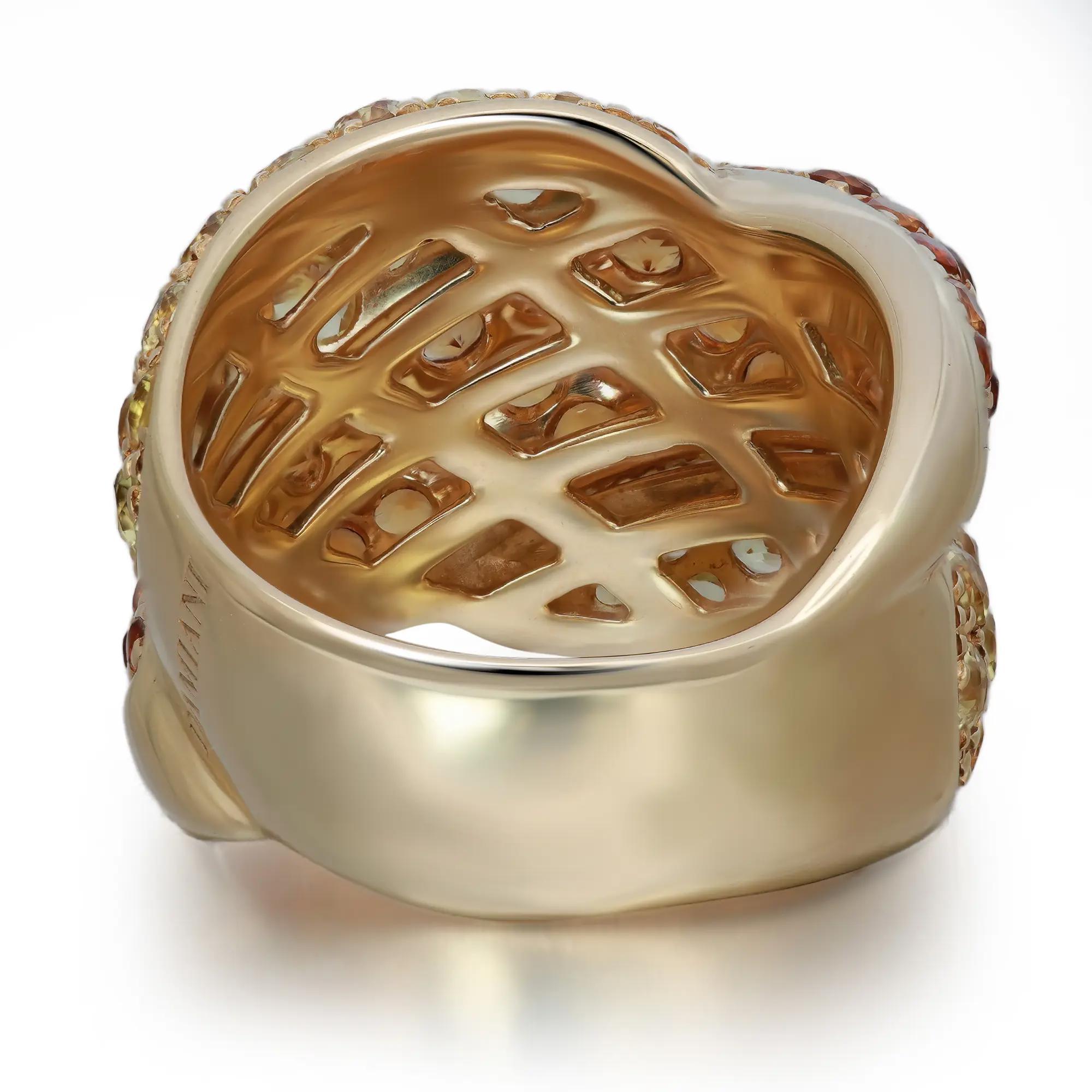 Damiani Gomitolo Yellow Sapphire & Citrine Cocktail Ring 18K Yellow Gold SZ 7.5 In New Condition For Sale In New York, NY