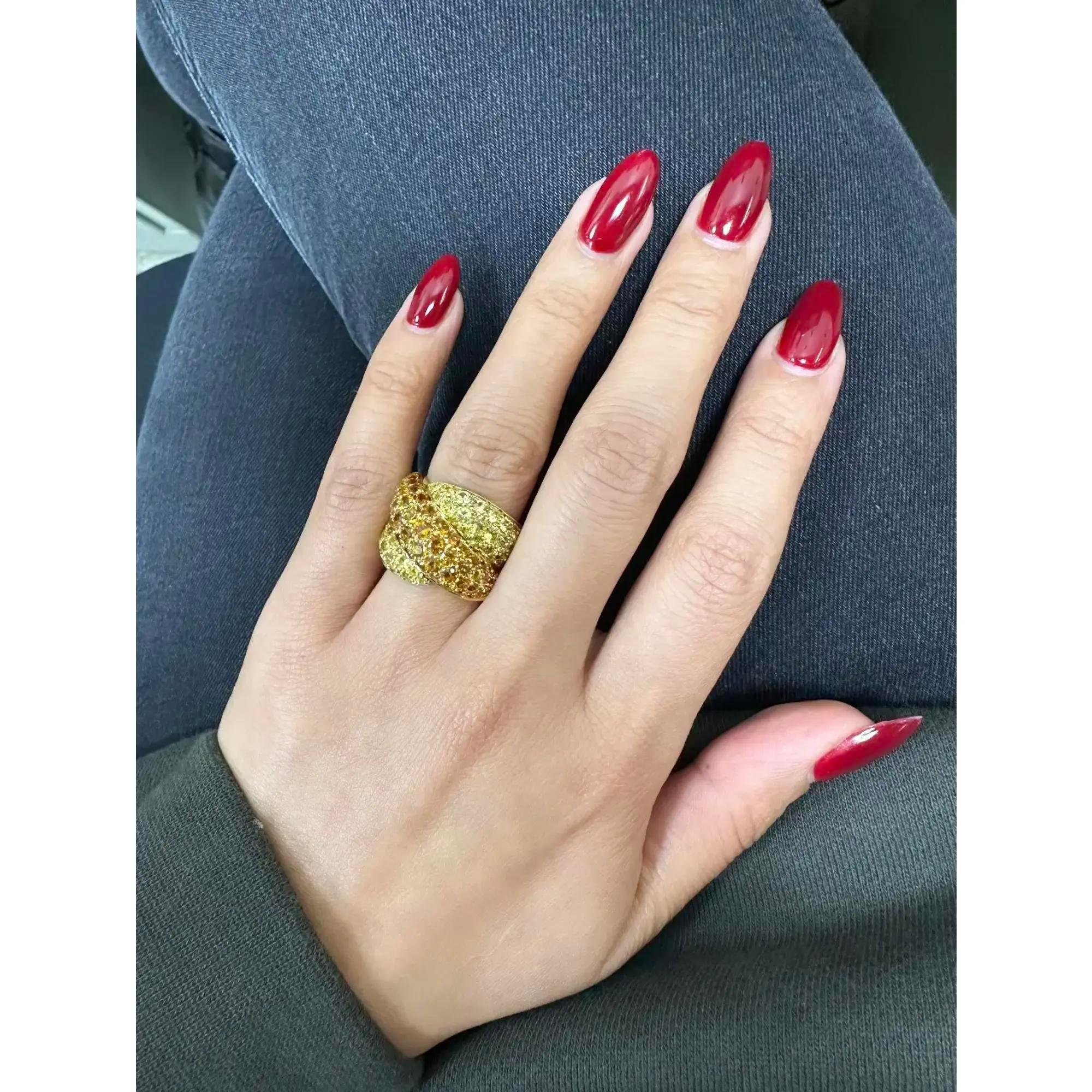 Women's Damiani Gomitolo Yellow Sapphire & Citrine Cocktail Ring 18K Yellow Gold SZ 7.5 For Sale
