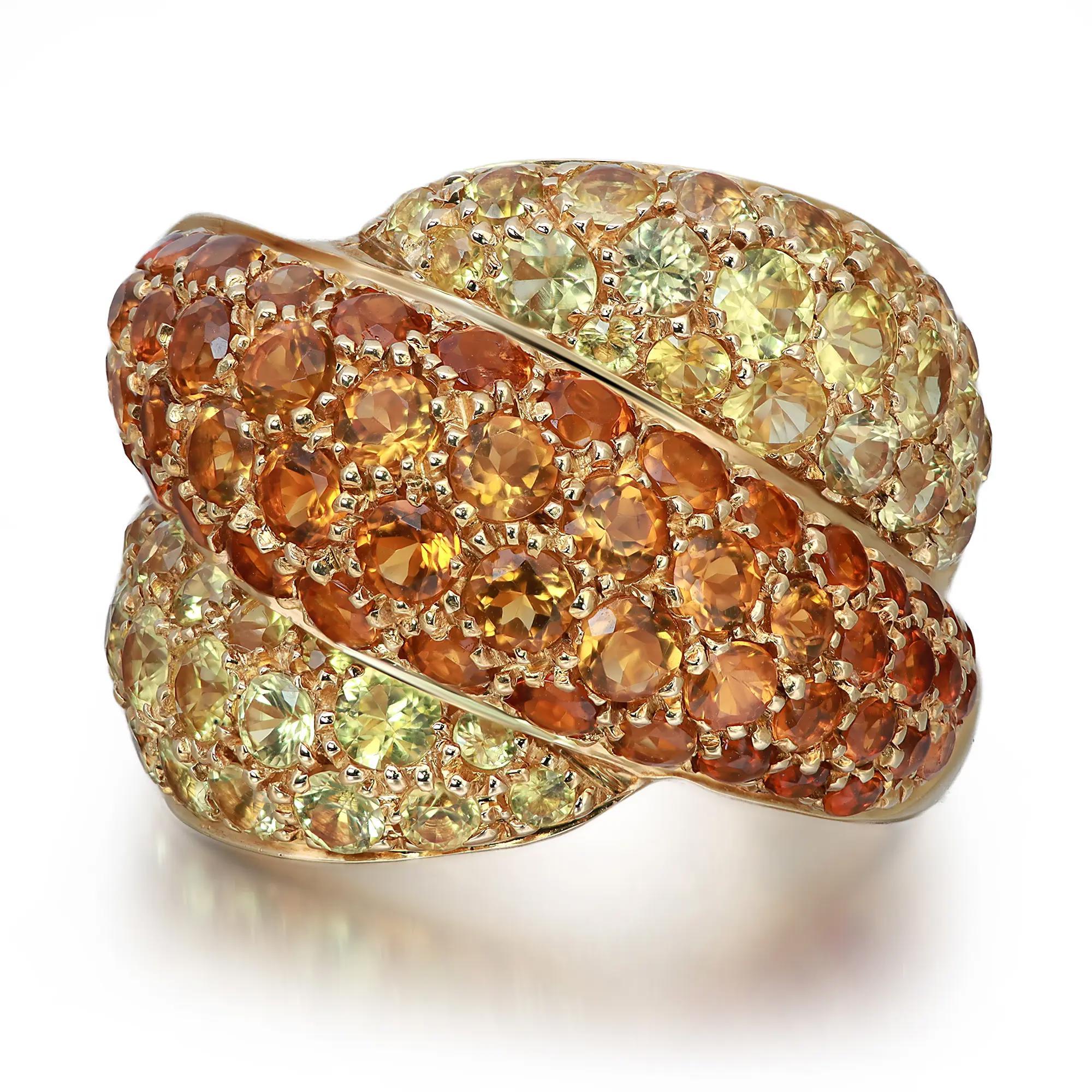 Damiani Gomitolo Yellow Sapphire & Citrine Cocktail Ring 18K Yellow Gold SZ 7.5