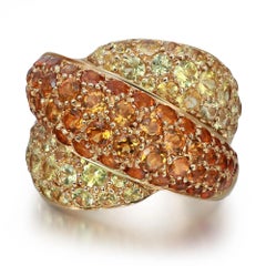 Damiani Gomitolo Yellow Sapphire & Citrine Cocktail Ring 18K Yellow Gold SZ 7.5