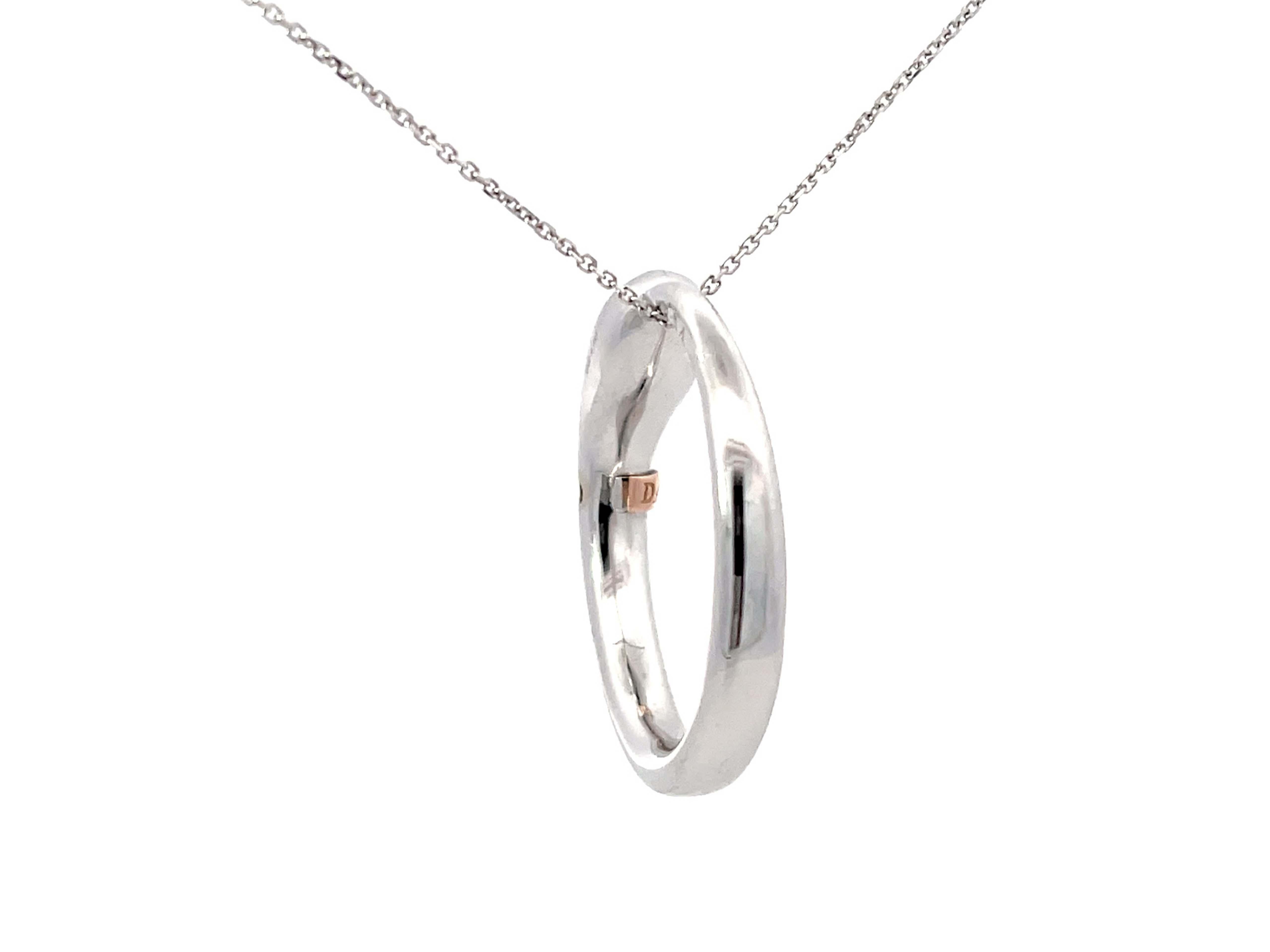 Modern Damiani Infinito Snake Pendant Necklace in 18k White Gold For Sale
