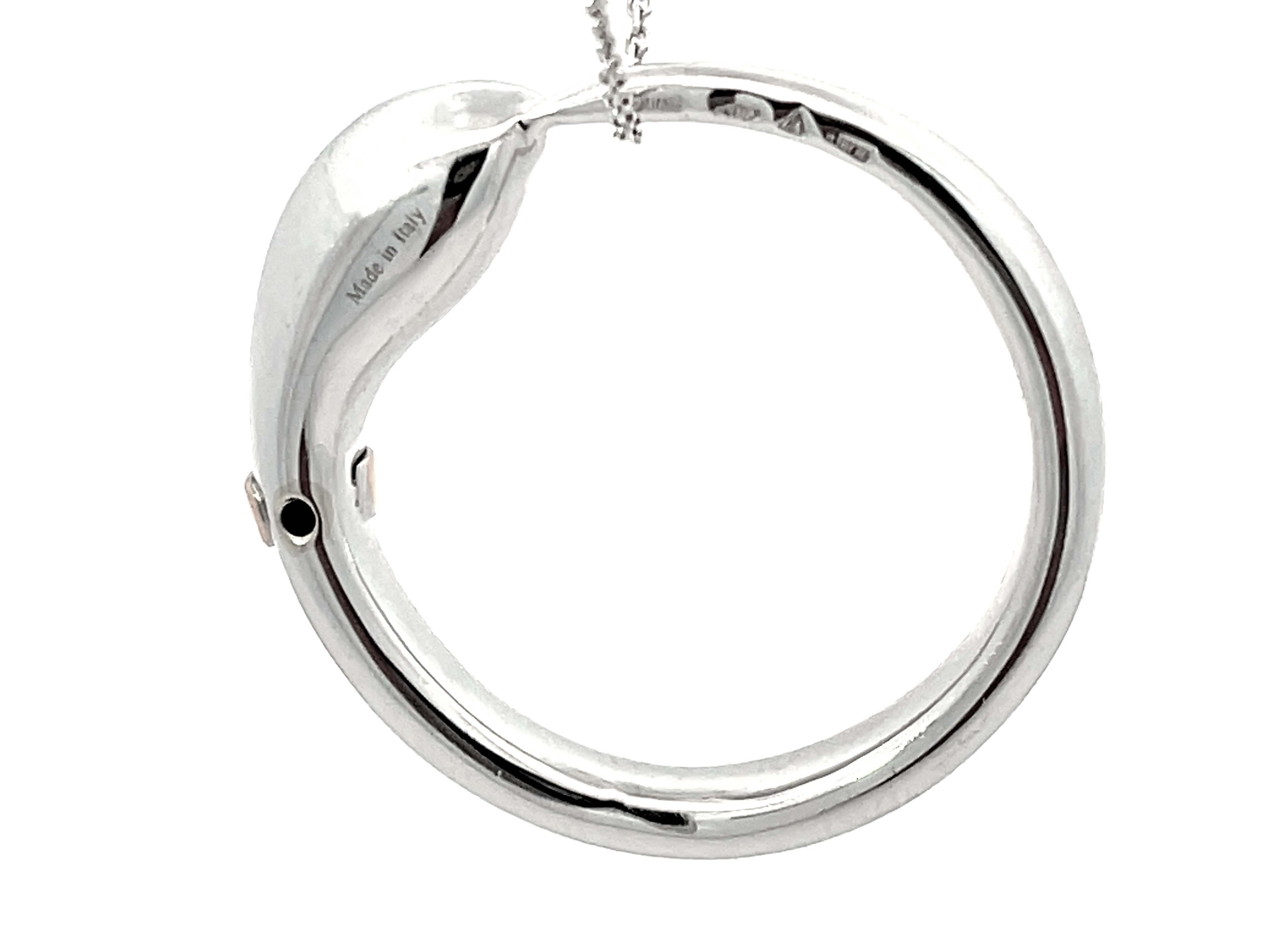 Round Cut Damiani Infinito Snake Pendant Necklace in 18k White Gold For Sale