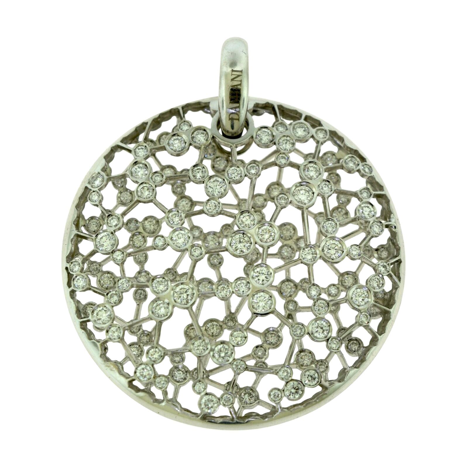 Damiani Inside Out Diamond Large Circle Pendant for Necklace in White Gold