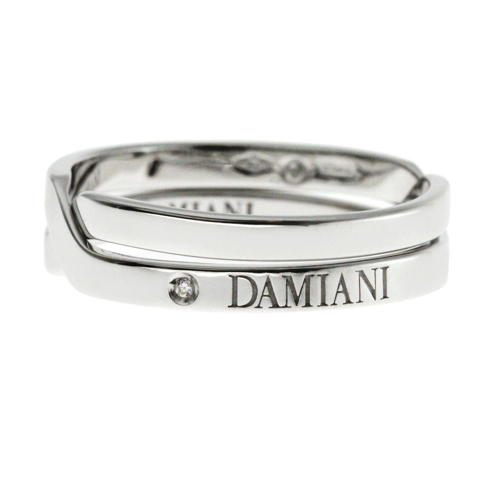 Women's Damiani Interlock 18 Karat White Gold Diamond Band Ring