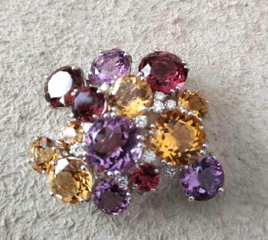 Oro bianco 18 kt, Diamanti, Pietre semipreziose