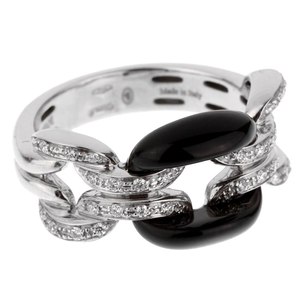 Brilliant Cut Damiani Lace White Gold Diamond Onyx Ring