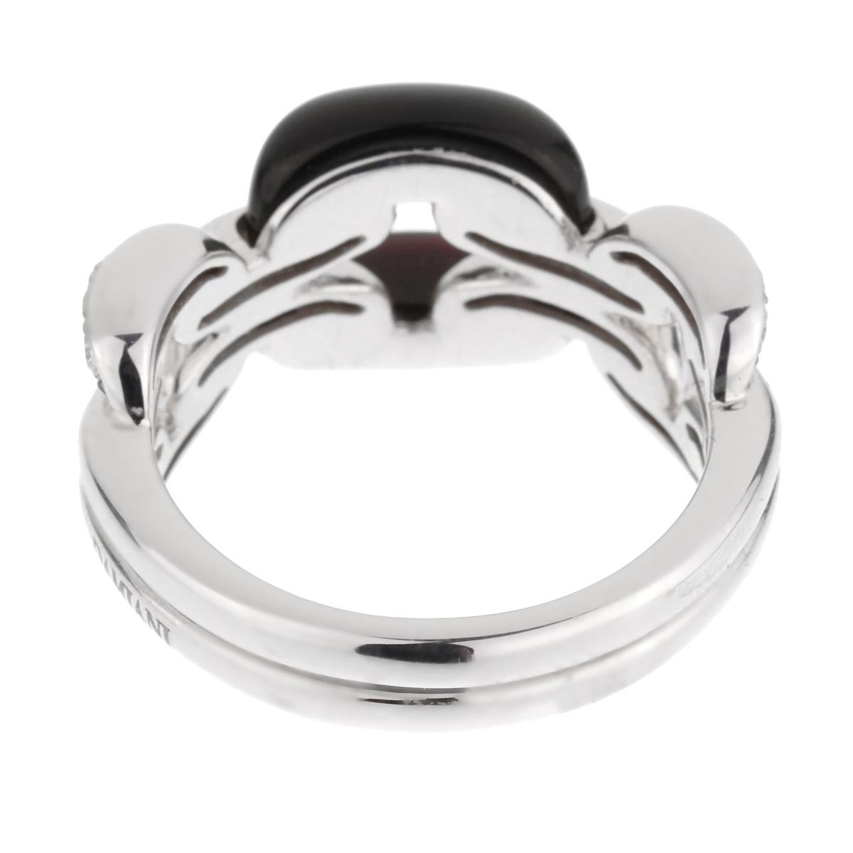 Damiani Lace White Gold Diamond Onyx Ring In New Condition In Feasterville, PA