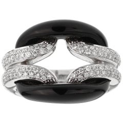 Damiani Lace White Gold Diamond Onyx Ring