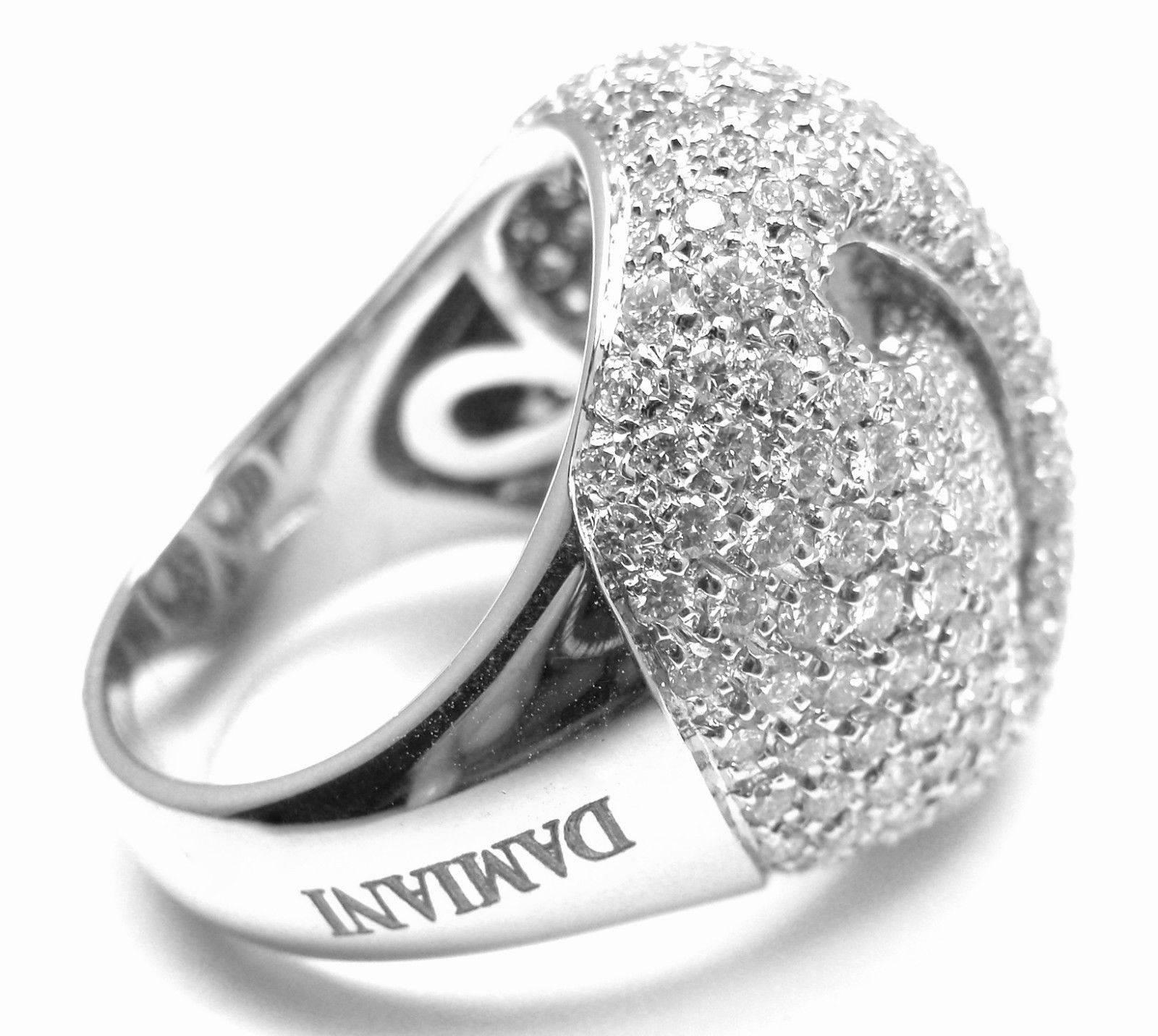 Brilliant Cut Damiani Large Diamond Gold Ring For Sale
