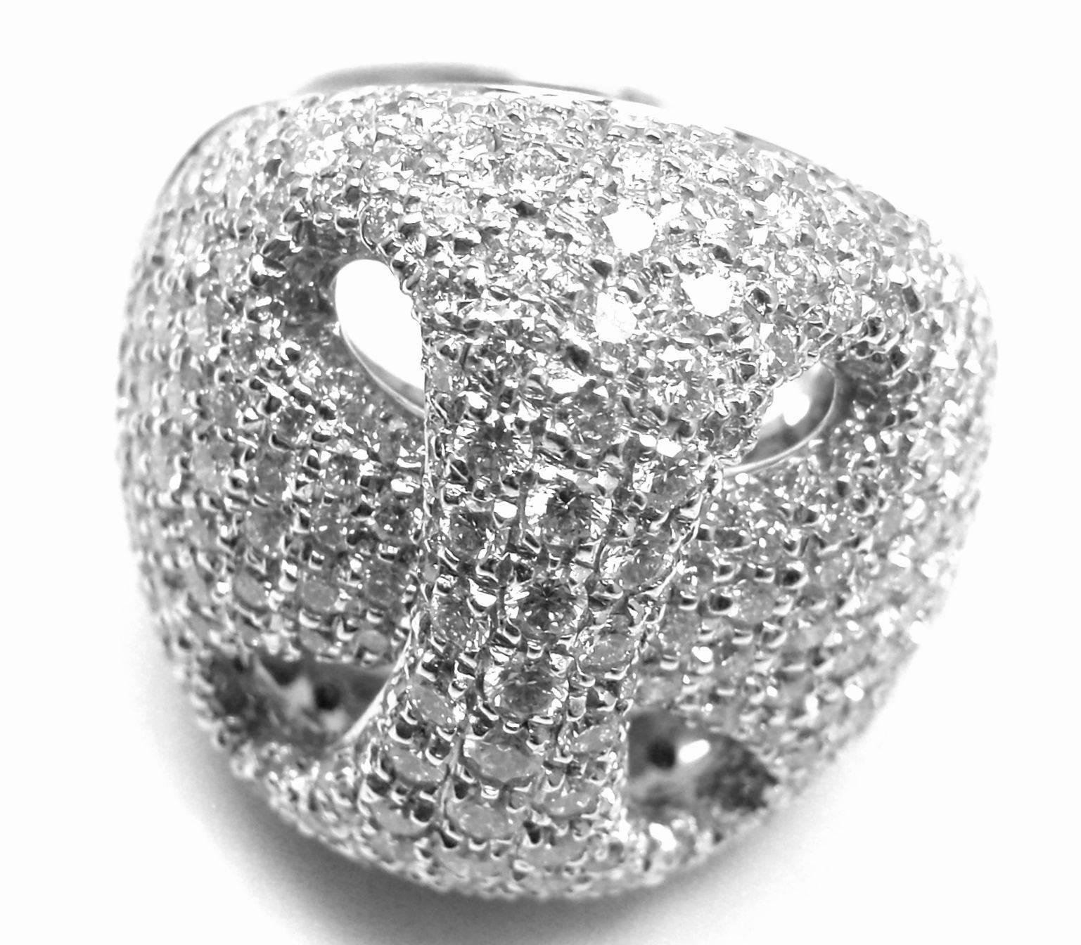 Women's or Men's Damiani Large Diamond Gold Ring For Sale