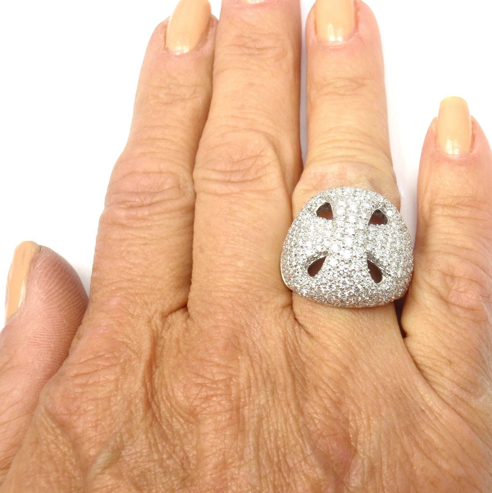 Damiani Large Diamond Gold Ring For Sale 1