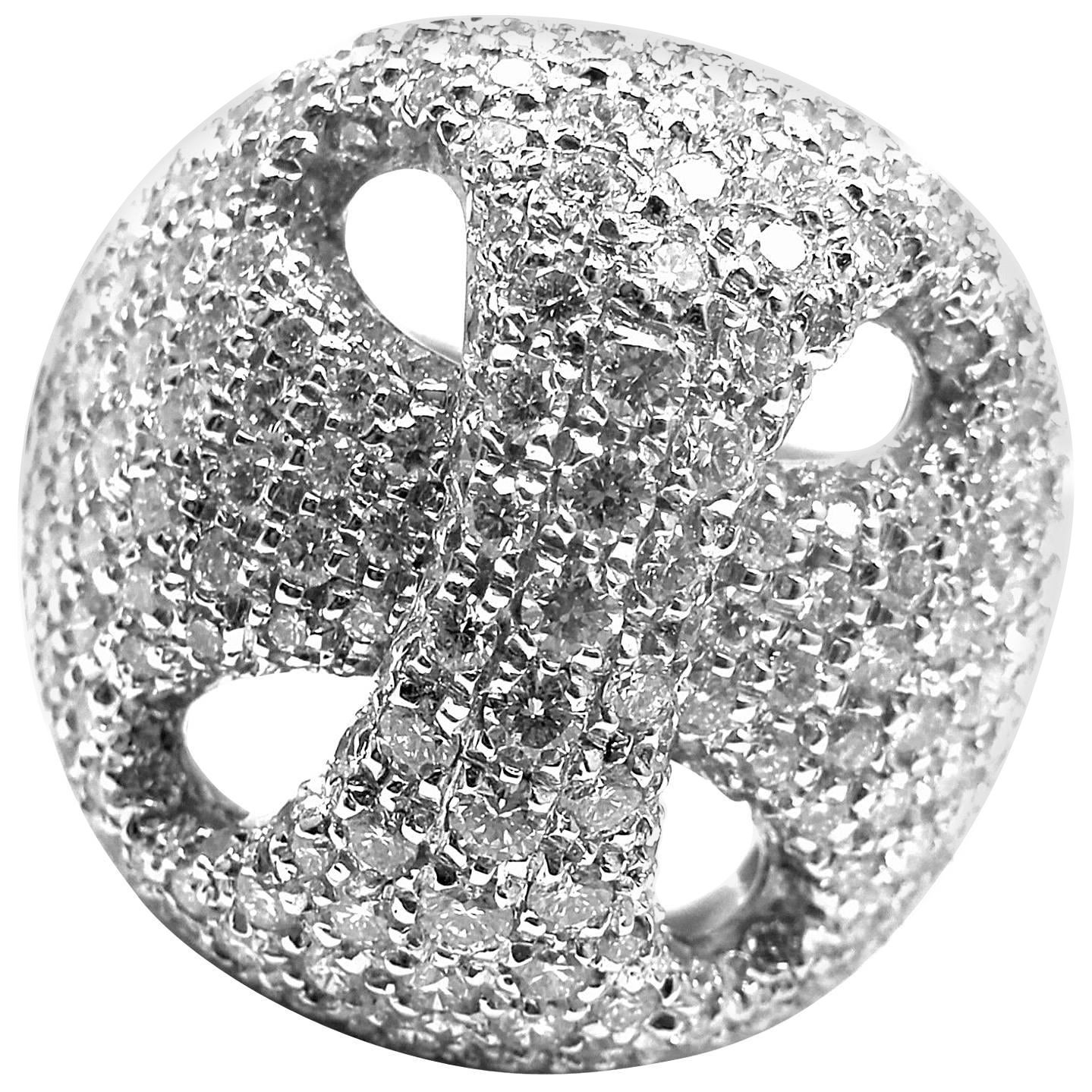 Damiani Large Diamond Gold Ring For Sale