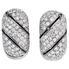 Damiani Medium Size Diamond Half Hoop 18k Gold Clip-on Earrings