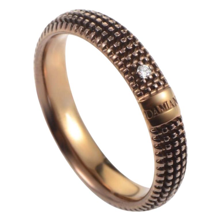 Damiani Metropolitan 18 Karat Brown Gold 1 Diamond Textured Band Ring