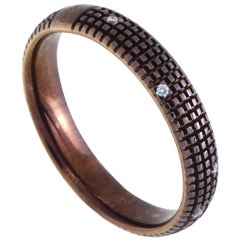 Damiani Metropolitan 18 Karat Brown Gold Diamond Textured Band Ring