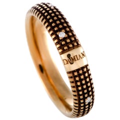 Damiani Metropolitan 18 Karat Gold and Brown Rhodium 9 Diamonds Textured Band