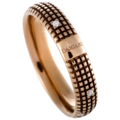 Damiani Metropolitan 18 Karat Gold and Brown Rhodium 9 Diamonds Textured Band