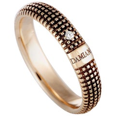 Damiani Metropolitan 18 Karat Rose and Black Gold 1-Diamond Textured Band Ring