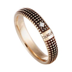 Damiani Metropolitan 18 Karat Rose and Black Gold 1-Diamond Textured Band Ring