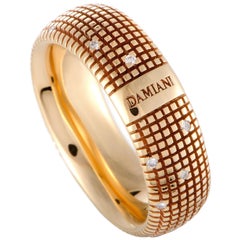 Damiani Metropolitan 18 Karat Rose Gold 18 Diamonds Textured Band Ring