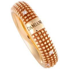 Damiani Metropolitan 18 Karat Rose Gold 9 Diamonds Textured Band Ring