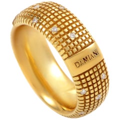 Damiani Metropolitan 18 Karat Yellow Gold 18 Diamonds Textured Band Ring