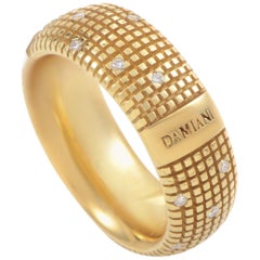 Damiani Metropolitan 18 Karat Yellow Gold 18 Diamonds Textured Band Ring