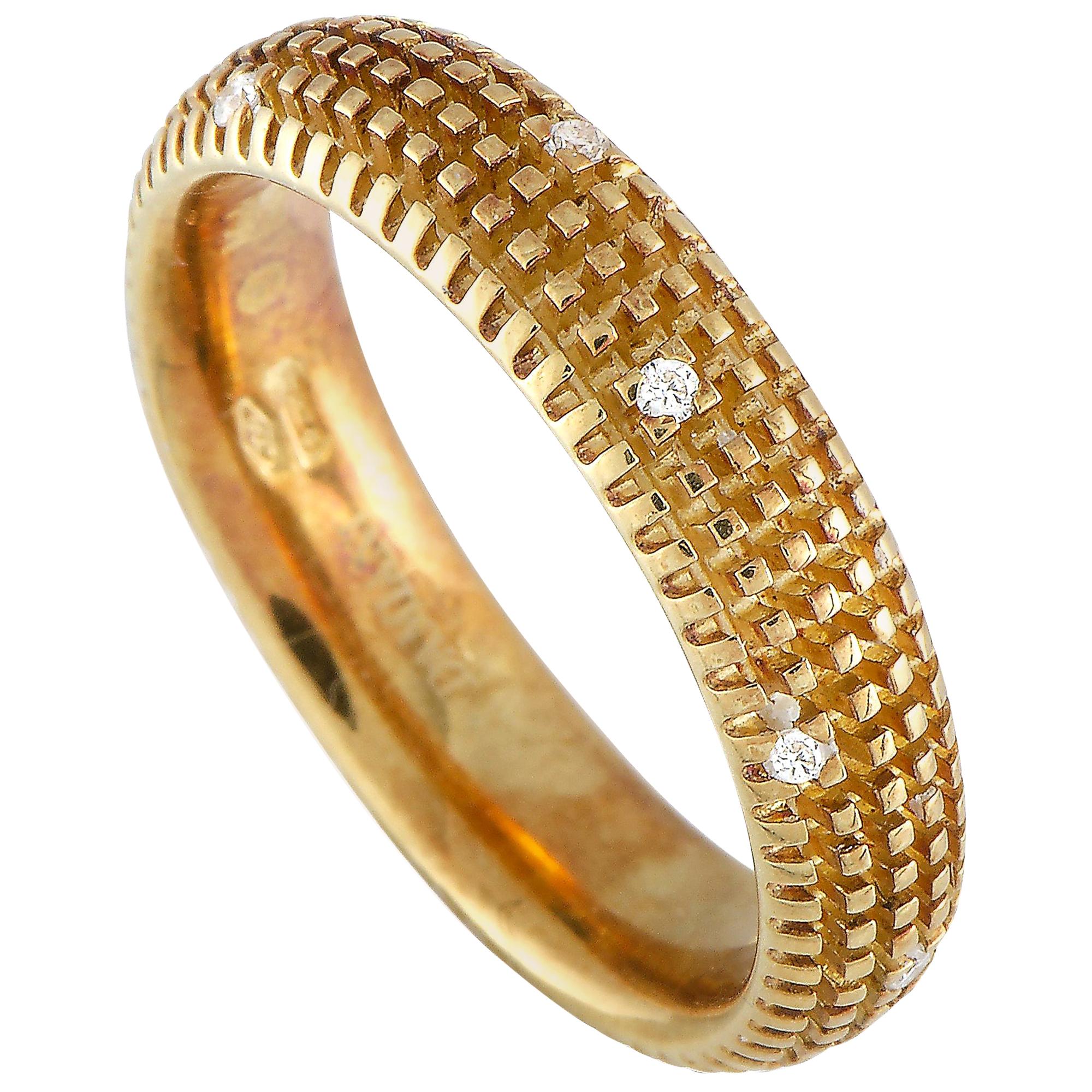 Damiani Metropolitan 18 Karat Yellow Gold 9-Diamond Band Ring