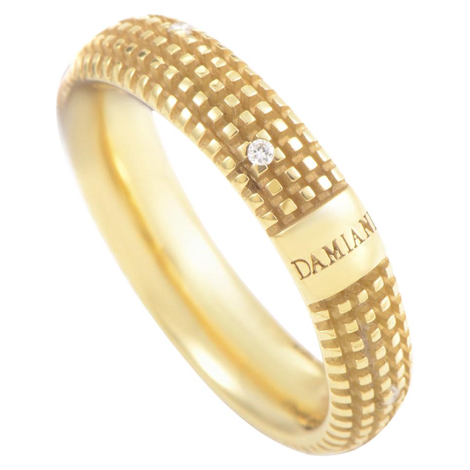 Damiani Metropolitan 18 Karat Yellow Gold 9 Diamonds Band Ring