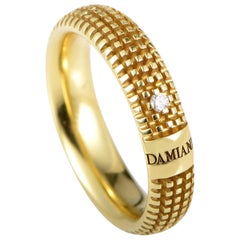 Damiani Metropolitan 18 Karat Yellow Gold Diamond Textured Band Ring