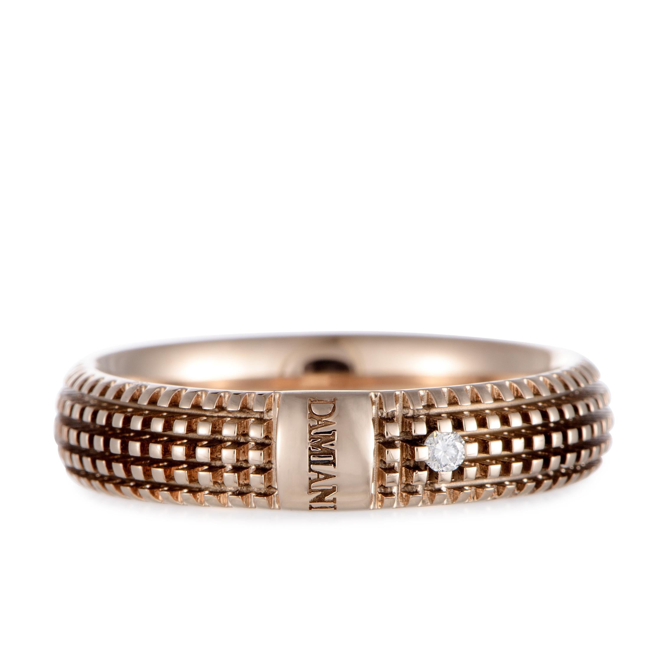 Damiani Metropolitan 18 Karat Black and Rose Gold 1-Diamond Band Ring 2