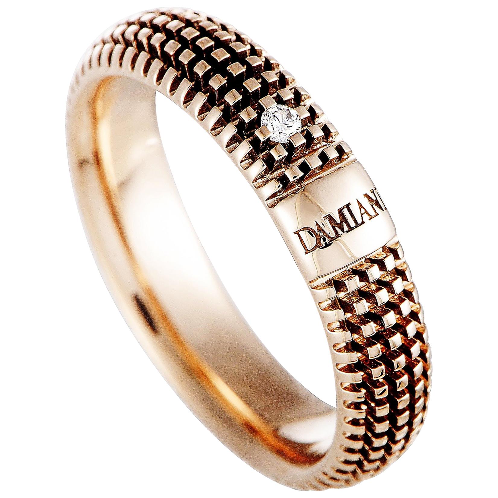 Damiani Metropolitan 18 Karat Black and Rose Gold 1-Diamond Band Ring