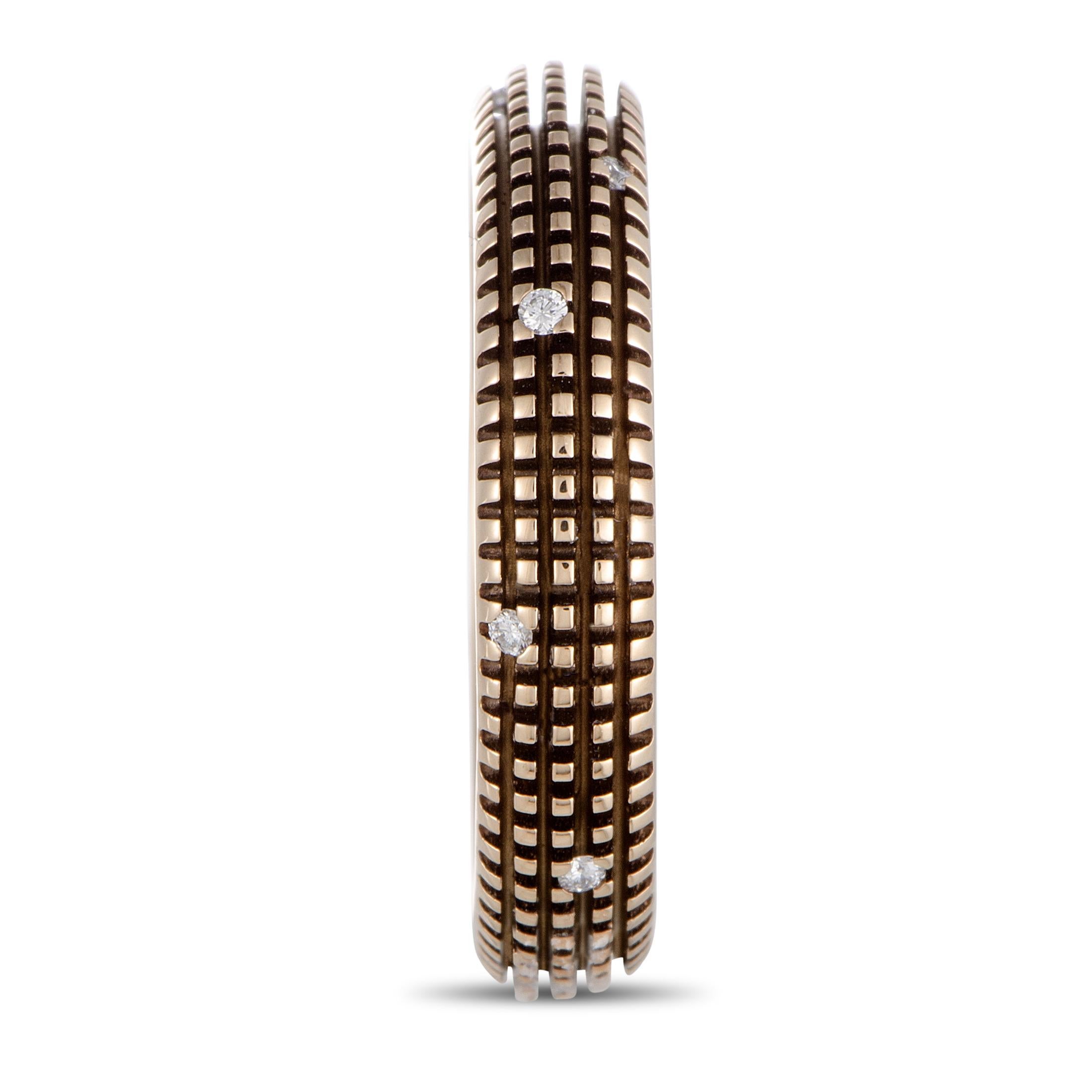 Damiani Metropolitan 18 Karat Black and Rose Gold 9-Diamond Band Ring In New Condition In Southampton, PA