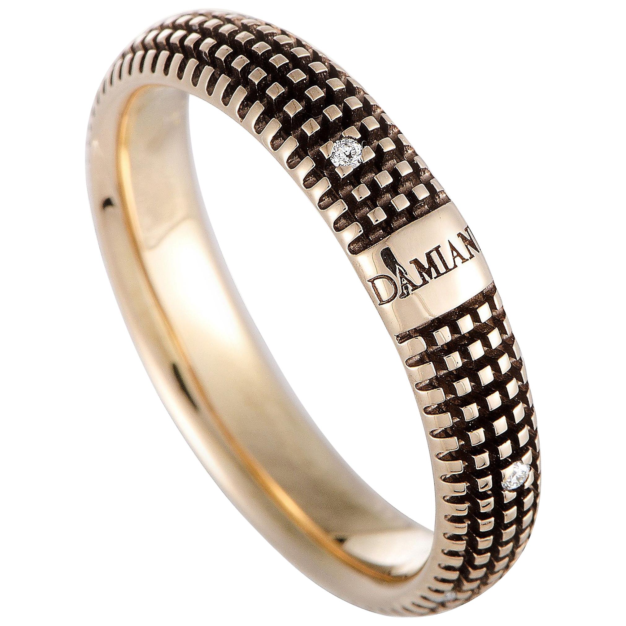 Damiani Metropolitan 18 Karat Black and Rose Gold 9-Diamond Band Ring