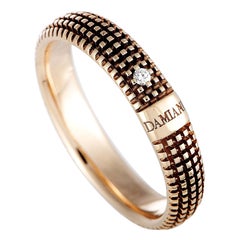 Damiani Metropolitan 18 Karat Rose and Black Gold 1-Diamond Textured Band Ring