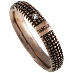 Damiani Metropolitan 18 Karat Rose and Black Gold 1 Diamond Textured Band Ring