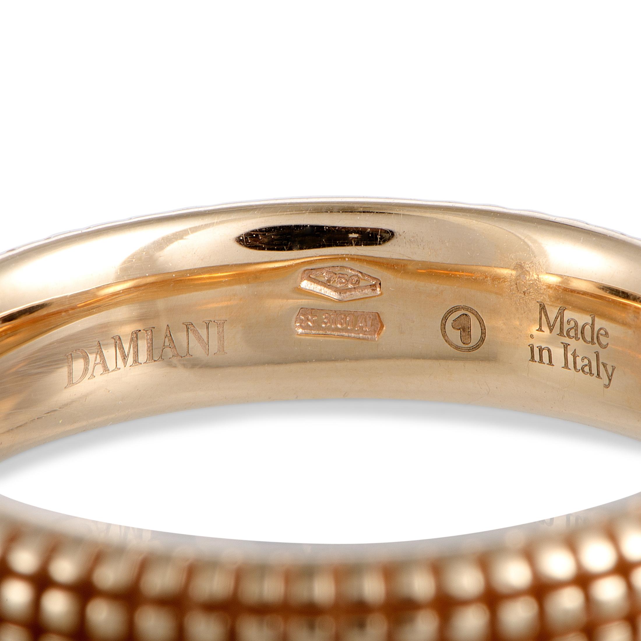 Damiani Metropolitan 18 Karat Rose Gold 1-Diamond Textured Band Ring 1