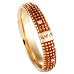 Damiani Metropolitan 18 Karat Rose Gold 9-Diamond Textured Band Ring