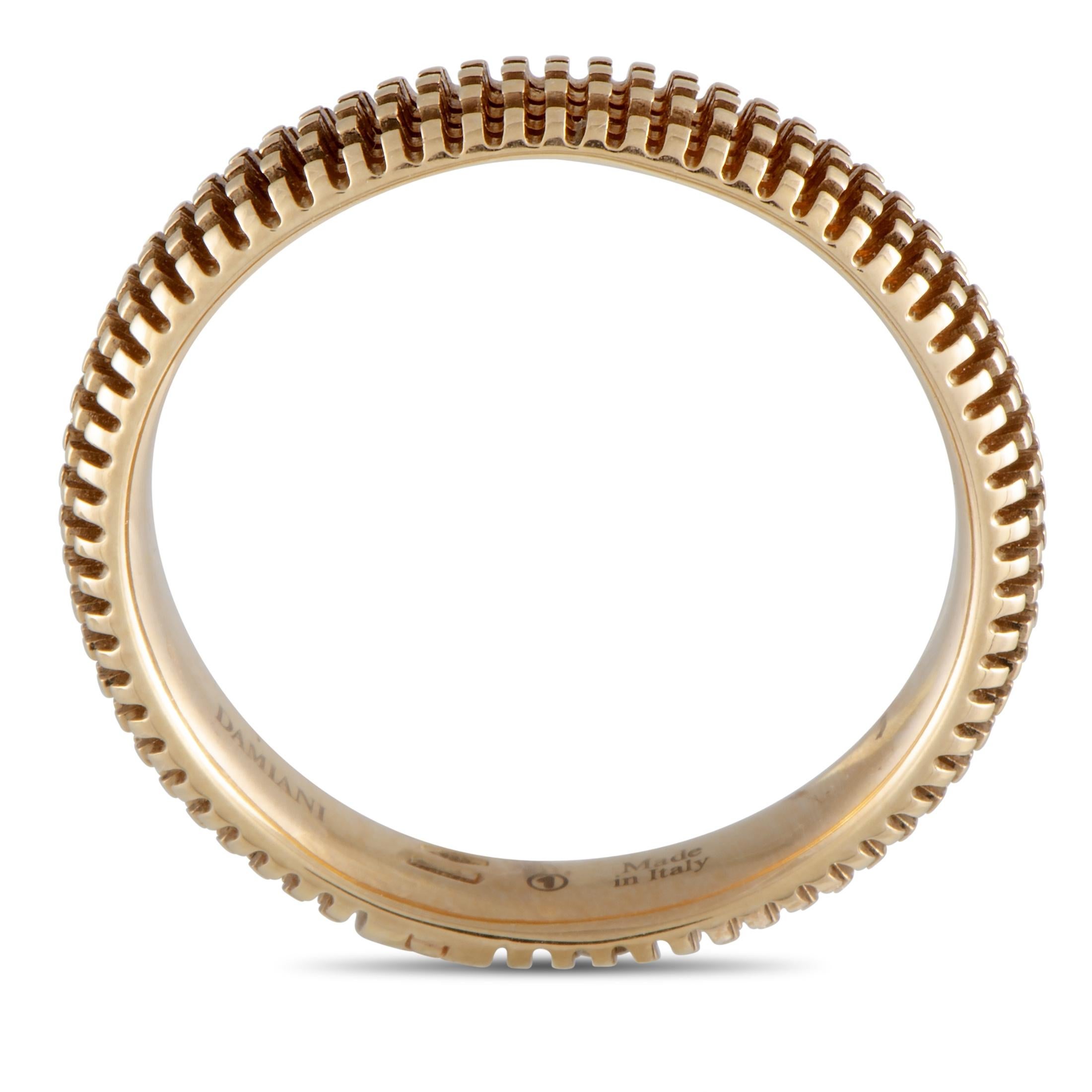 Damiani Metropolitan 18 Karat Rose Gold Diamond Textured Band Ring In New Condition In Southampton, PA