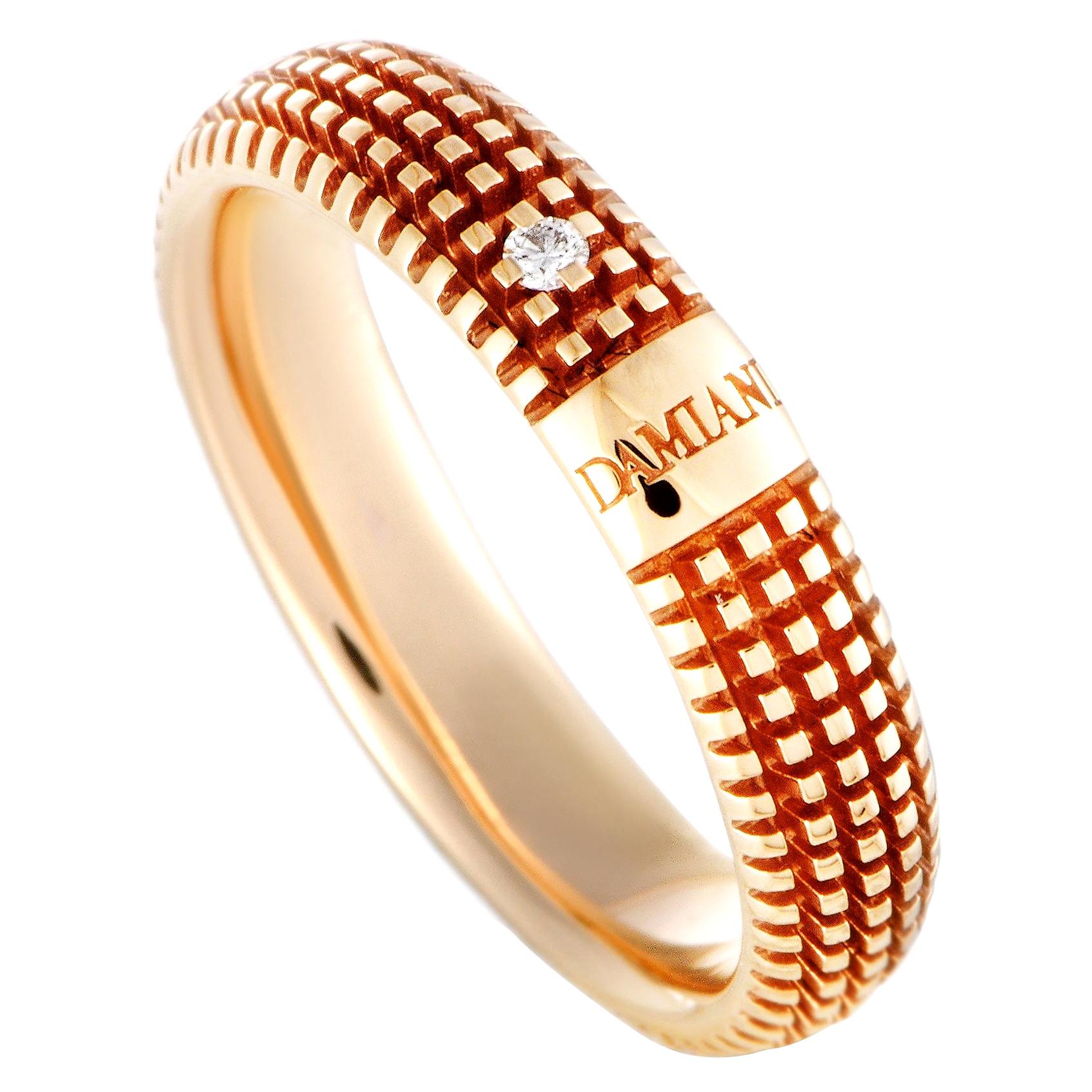 Damiani Metropolitan 18 Karat Rose Gold Diamond Textured Band Ring