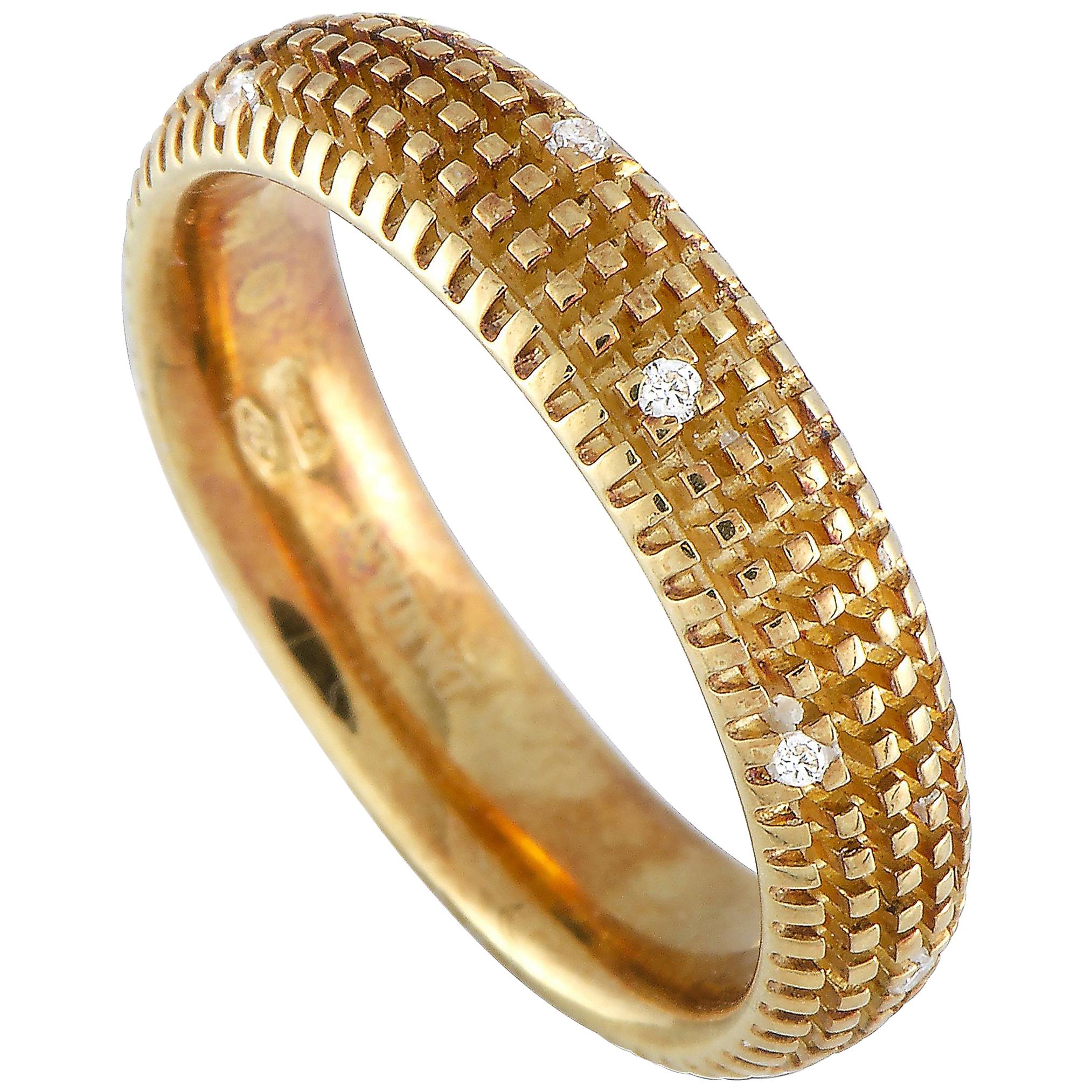 Damiani Metropolitan 18 Karat Yellow Gold 9-Diamond Band Ring
