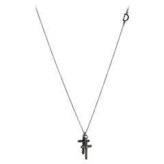 Damiani Metropolitan Double Cross Pendant Necklace 18K Black Gold and Diamonds