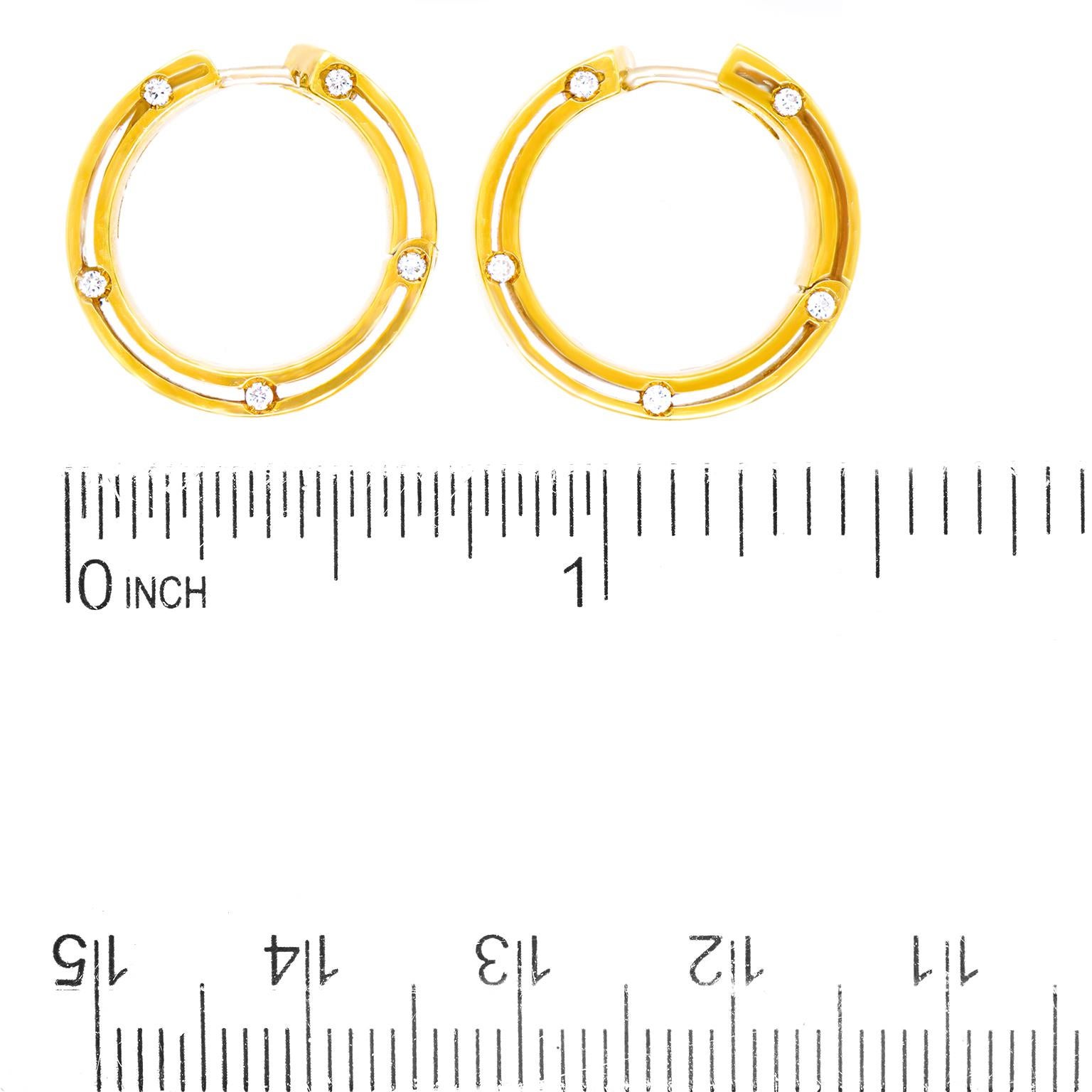 Damiani Modernist Diamond-set Gold Hoop Earrings In Excellent Condition In Litchfield, CT