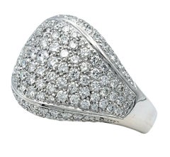 Damiani Multi Row Pavé Diamond Wide Domed Band Ring in 18 Karat White Gold