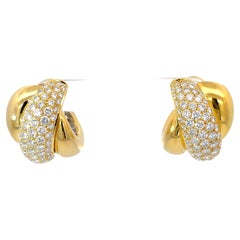 Damiani Créoles en or jaune 18 carats avec diamants pavés