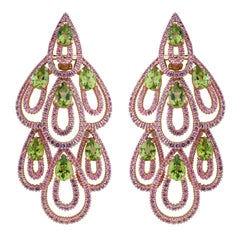 Damiani Pink Sapphire and Peridot Earrings