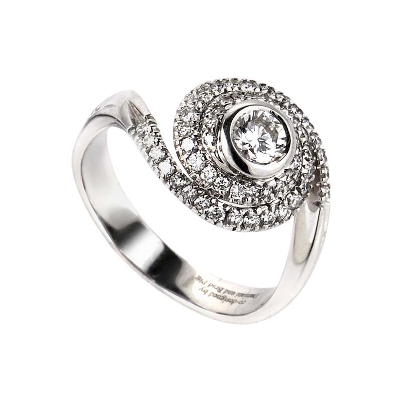 Damiani Promise 18 Karat White Gold Diamond Swirl Engagement Ring