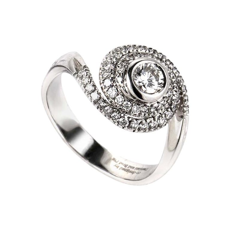 Damiani Promise 18 Karat White Gold Diamond Swirl Engagement Ring at  1stDibs | promise damiani